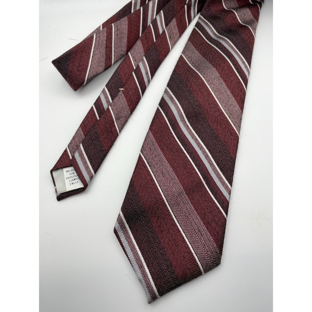 Anthony Foxx Men Burgundy Stripe Silk Blend Necktie Formal Business Accent